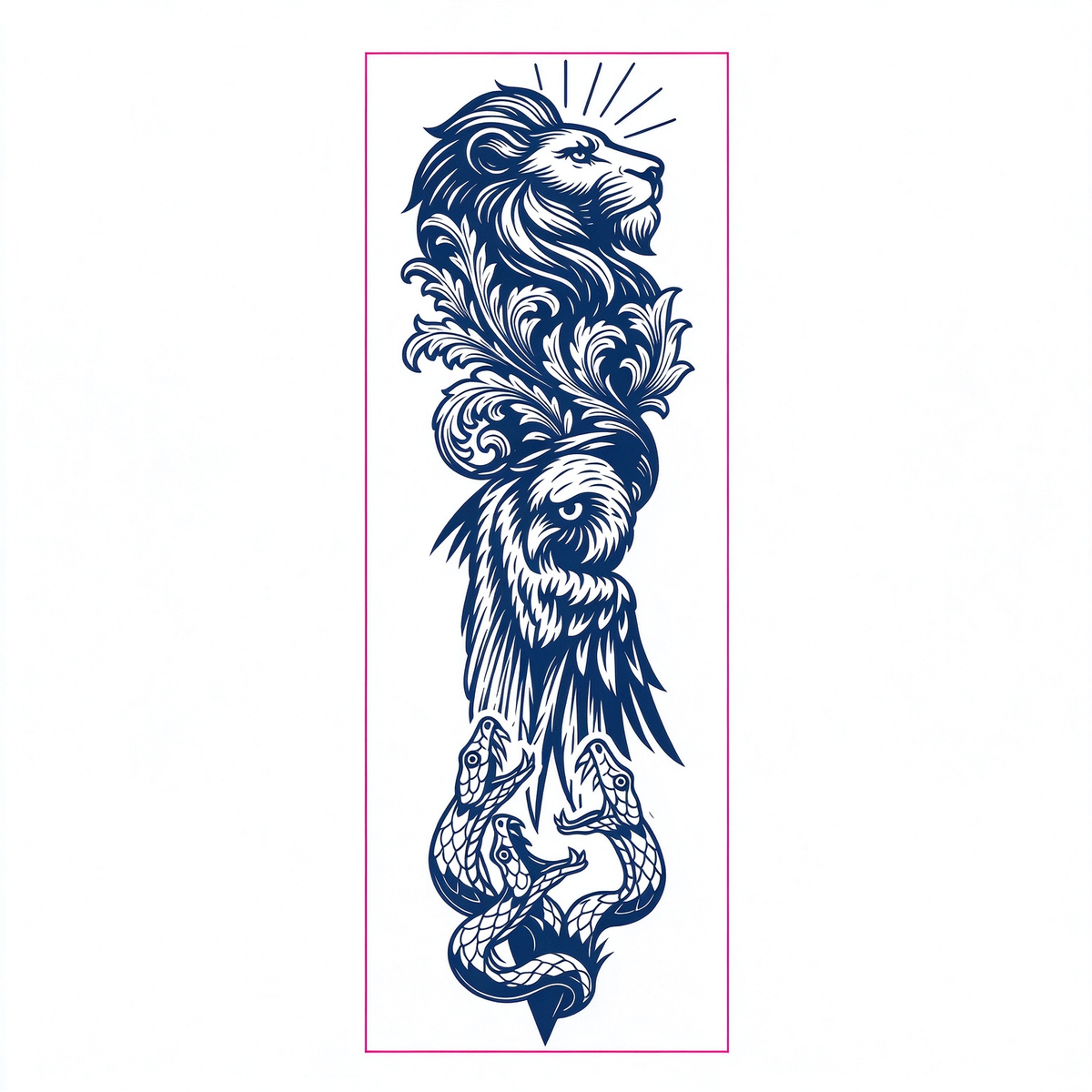Lion Eagle Snake Ornate Sleeve Tattoo
