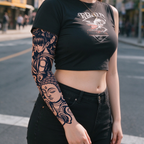 Hannya Samurai Girl Buddha Sleeve Tattoo