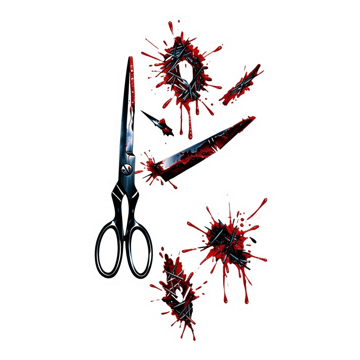 Temporary tattoo "Bloody Scissors Wound"