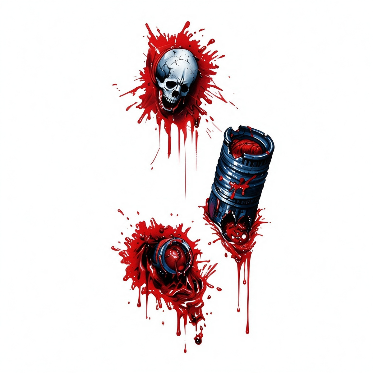 Temporary tattoo "Bloody Skull Wound"