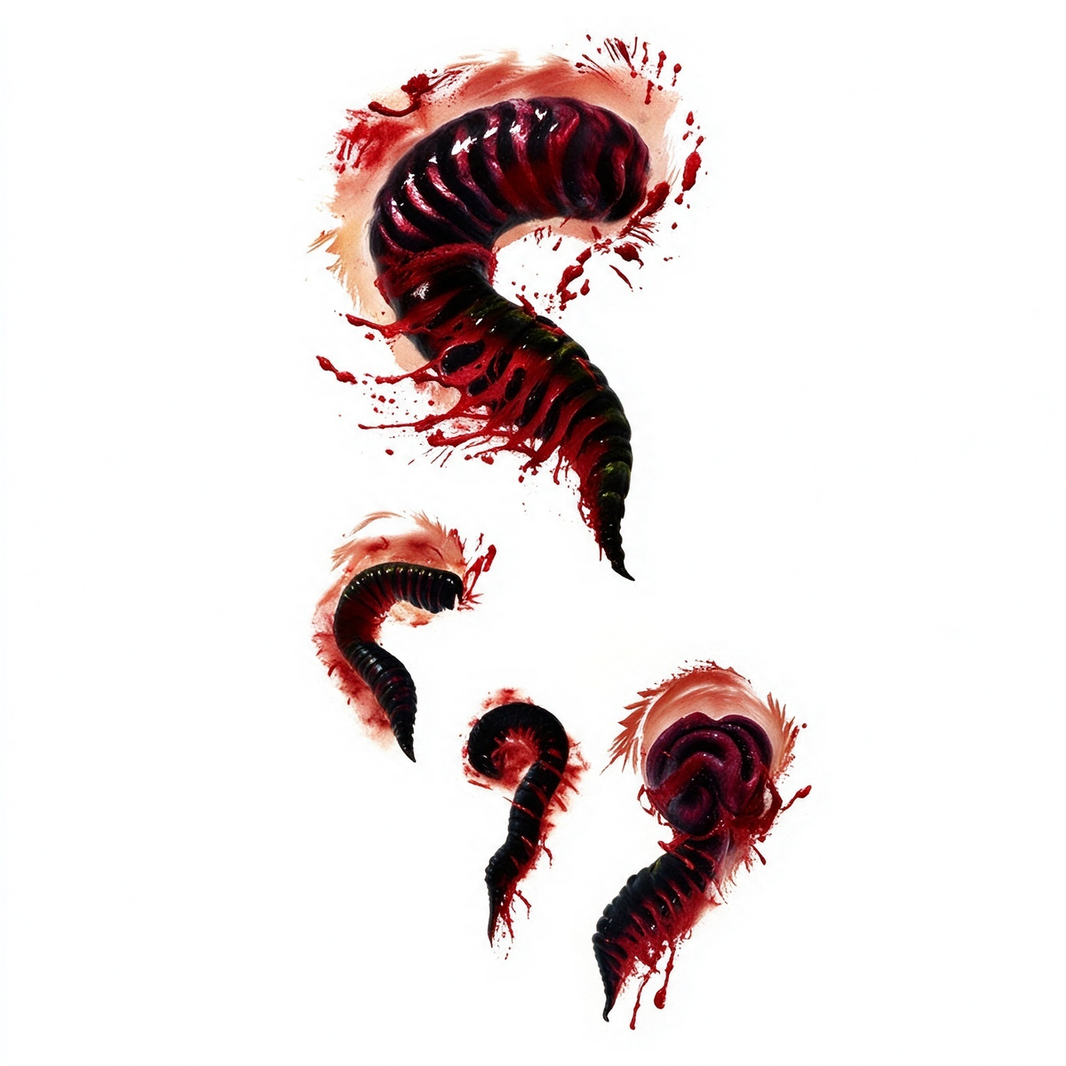 Temporary tattoo "Bloody Parasite Worm Wound"