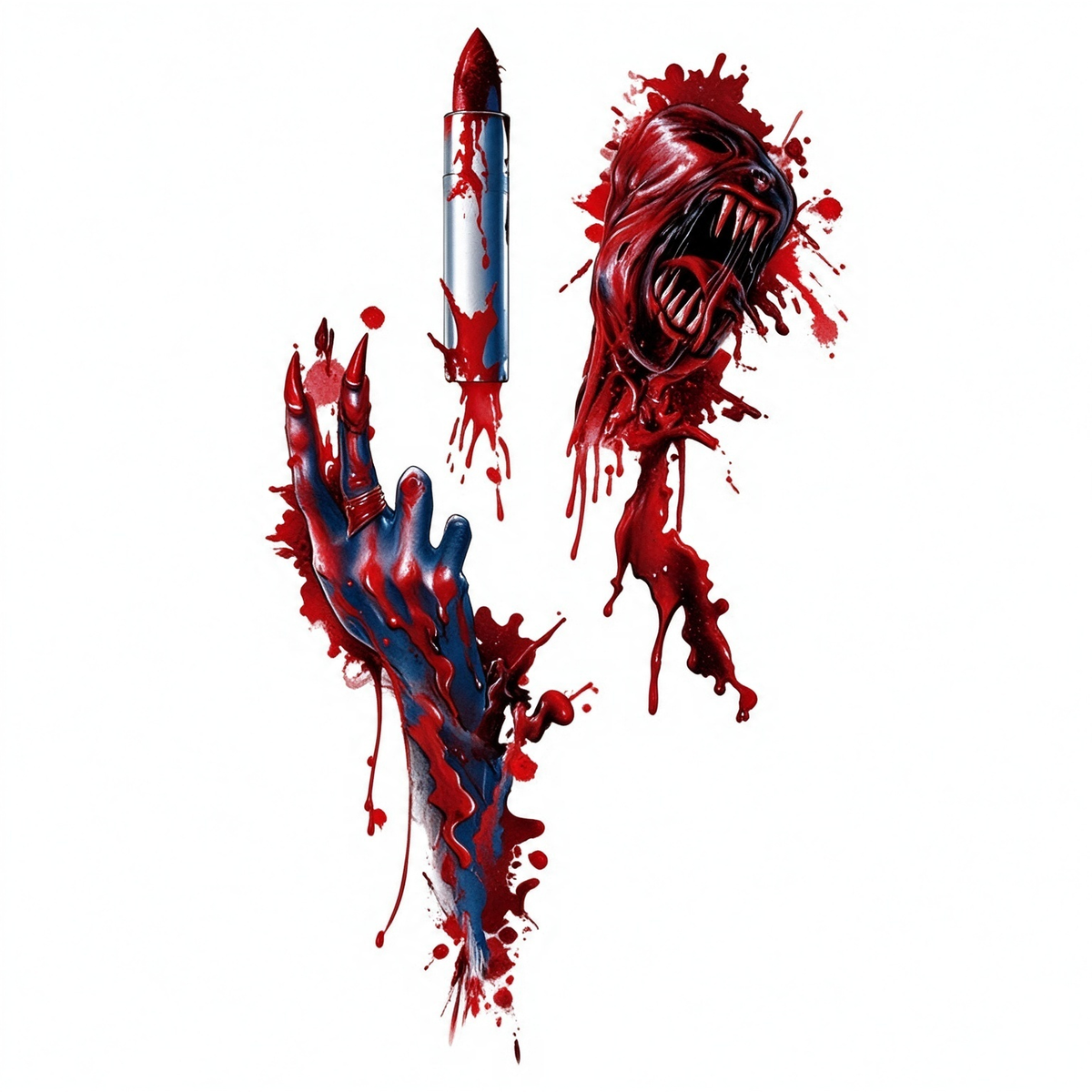 Temporary tattoo "Bloody Lipstick Witch Claw Wound"