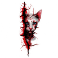 Temporary tattoo "Bloody Cracked Sphynx Cat"