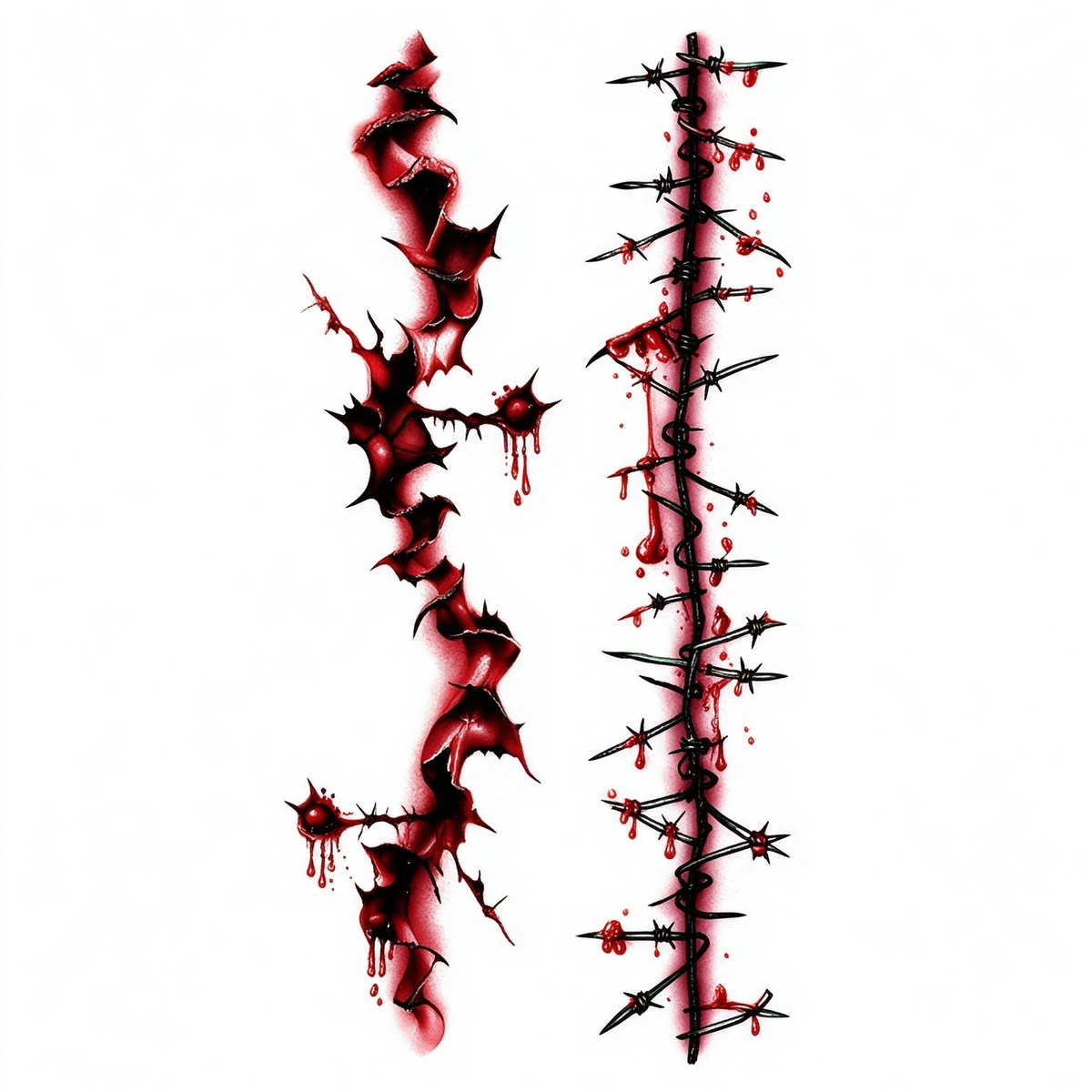 Temporary tattoo "Bloody Barbed Wire Tear Wound"