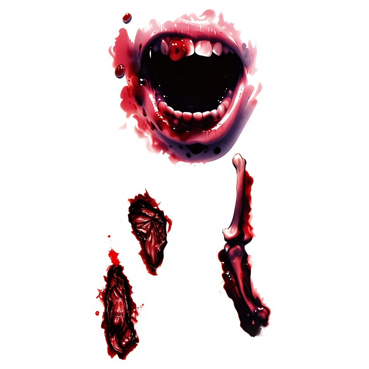 Temporary tattoo "Bloody Screaming Mouth Bone Wound"