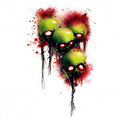 Temporary tattoo "Bloody Toxic Skull Cluster"